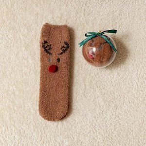 Kids Fuzzy Reindeer Sock Holiday Ornament 5-7yrs